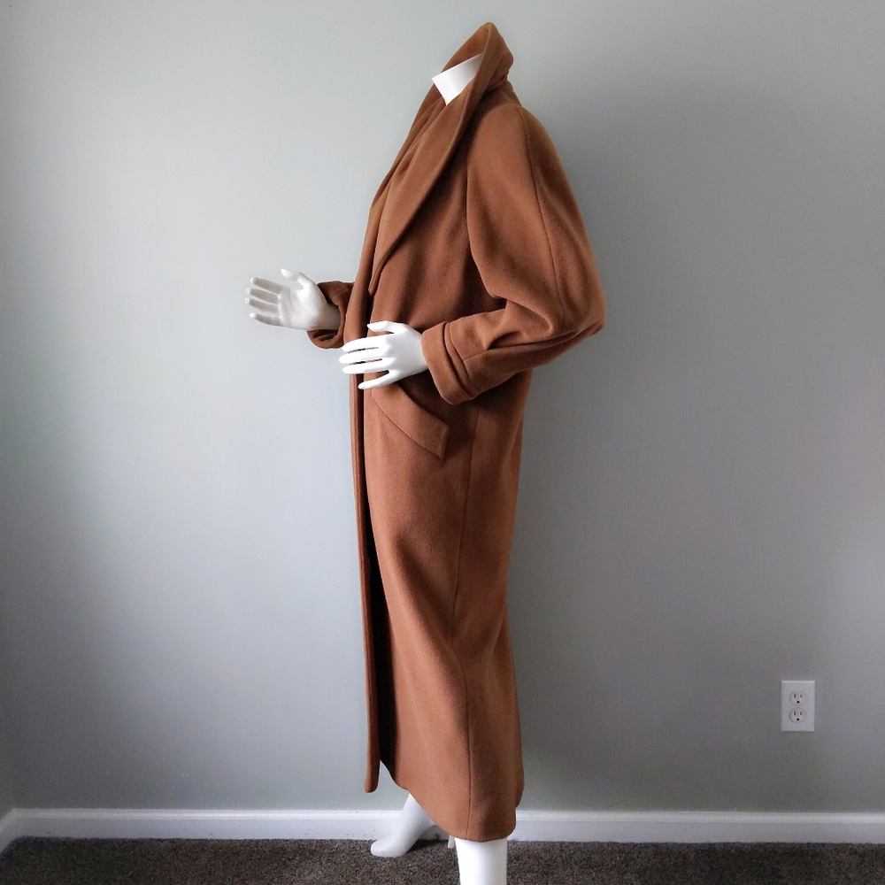 ⛔SOLD⛔ Vtg Brown Regency Cashmere Shawl Collar Maxi Coat - Picture 5 of 8